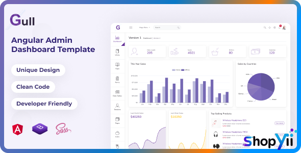 Gull - Angular 12+ Bootstrap Admin Dashboard Template - 1 August 2021