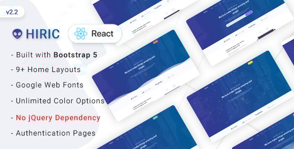 Hiric v2.1 - React Landing Page Template