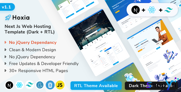 Hoxia v1.1 - React Next.js Web Hosting & Web Domain Template