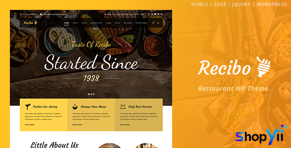Recibo v1.3.3 - Restaurant / Food / Cook WordPress Theme