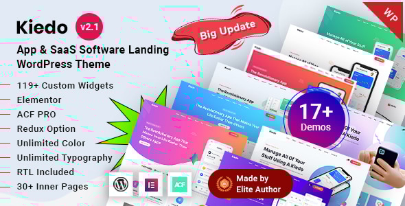 Kiedo v1.1 - App & SaaS Landing WordPress Theme