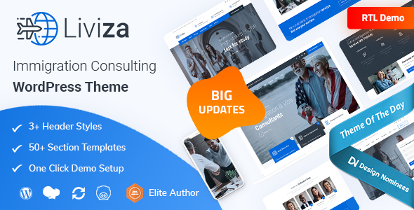 Liviza v2.0 - Immigration Consulting WordPress Theme