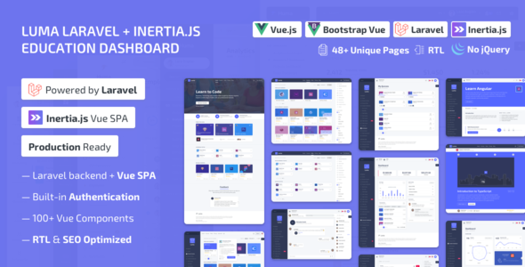 Luma v1.0.1 - Laravel LMS & Vue Education Admin Dashboard Template