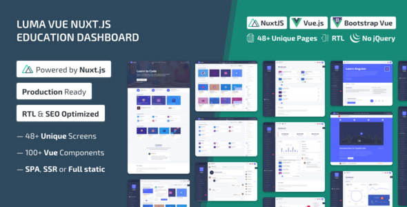 Luma Nuxt v2.2.0 - NuxtJS Vue Learning Management System Admin Template