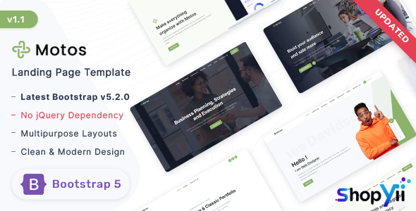 Motos v1.1.0 - Responsive Landing Page Template
