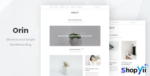 Orin v1.1.2 - Minimal Blog For WordPress