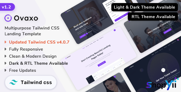 Ovaxo - Tailwind CSS Multipurpose Landing Template