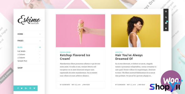 Eskimo v1.8.2 - Minimal Personal WordPress Blog & Shop Theme