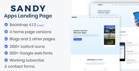 SANDY v1.0 - Apps Landing Page