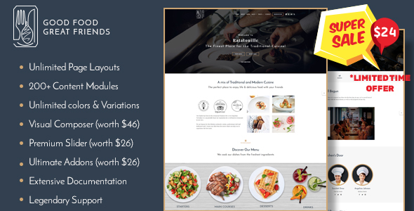 Ratatouille v1.2.0 - Restaurant WordPress Theme