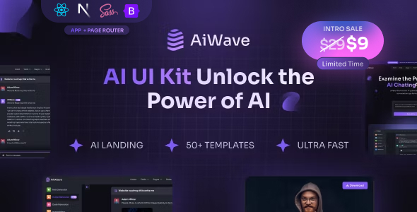 Aiwave v3.0 - AI SaaS Website + Dashboard React NextJS UI Kit