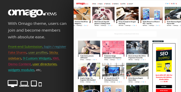 Omago News v3.2 - User Profile Membership & Content Sharing Theme