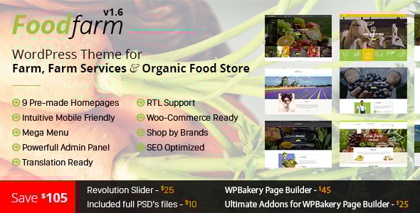 FoodFarm v1.8.6 - WordPress Theme for Farm