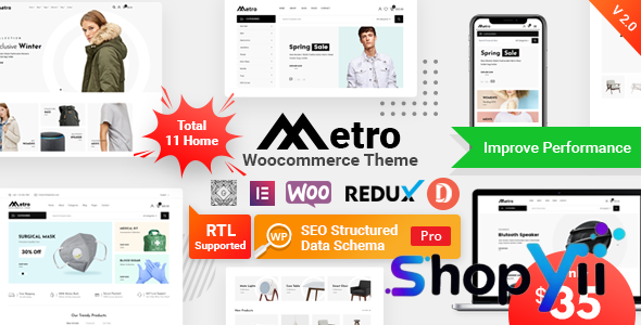 Metro v1.8.2 - Minimal WooCommerce WordPress Theme