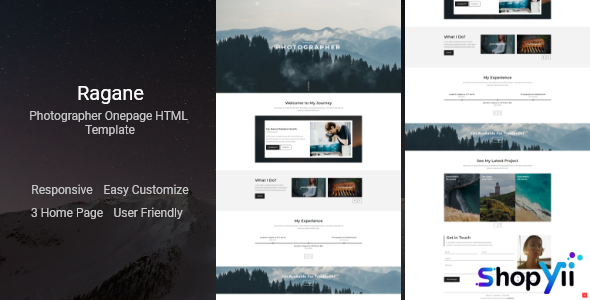 Ragane v1.0 - Photographer Onepage HTML Template