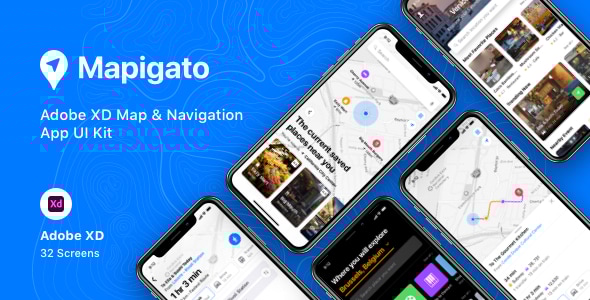 Mapigato v1.0 - Adobe XD Map & Navigation App UI Kit