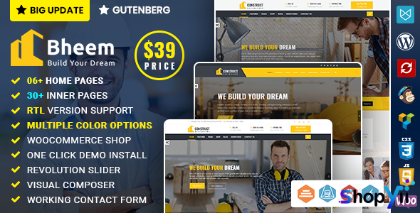 Bheem v1.6 - Construction Industry Agency WordPress Theme with RTL Ready