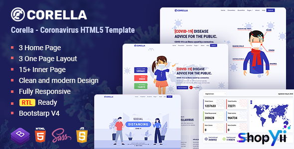 Corella v1.0 - Coronavirus (COVID-19) Social Awareness And Medical Prevention Template