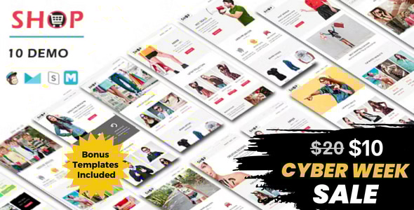 SHOP v1.0 - Responsive Shopping Email Pack with Online StampReady & Mailchimp Builders