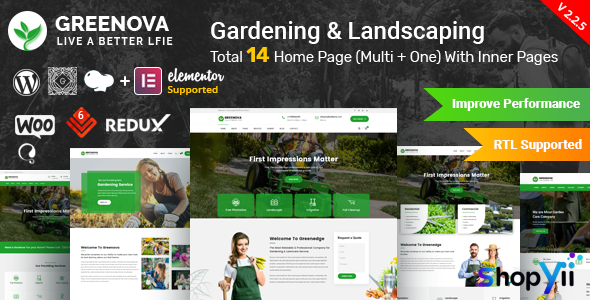 Greenova v2.1 - Gardening & Landscaping WordPress Theme