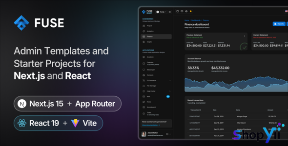 Fuse v6.2.0 - React Admin Template Redux Toolkit Material Design React Hooks