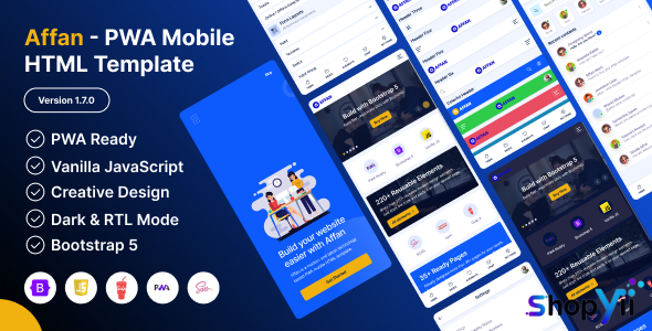Affan v1.3.0 - PWA Mobile HTML Template