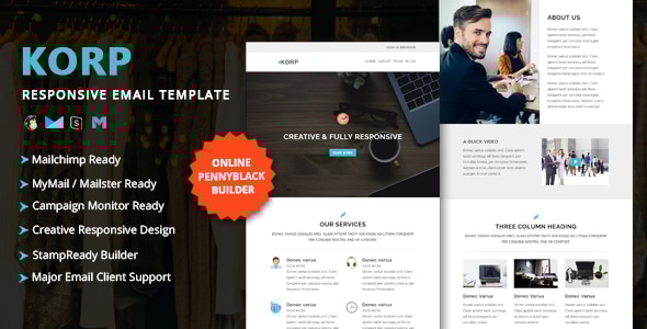 KORP v1.0 - Multipurpose Responsive Email Template with Online StampReady & Mailchimp Builders