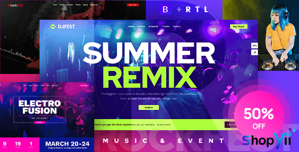 Rockfest v1.0 - Music Festival Event, DJ Concert and Night Club Website Template
