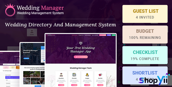 Wedding Manager v1.0 - Manage Wedding Events and Vendor Listing Event Management WireFrame