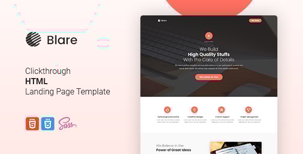 Blare v1.0 - Clickthrough HTML Landing Page Template