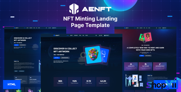 Aenft v1.0 - NFT Minting or Collection Landing Page HTML Template