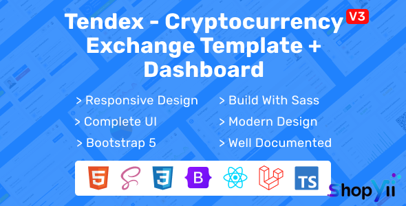 Tendex - React, HTML & Laravel Crypto Exchange Landing Page With Dashboard