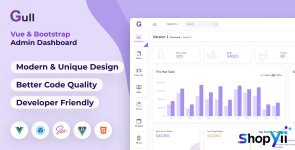 Gull - HTML & Vuejs Admin Dashboard Template