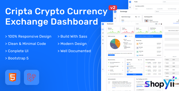 Cripta - Cryptocurrency HTML and Laravel Exchange Dashboard
