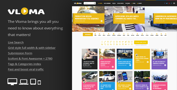 Vloma Grid v2.5 - A Responsive WordPress Video Blog Theme