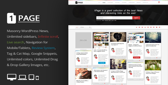 1Page v4.5 - Masonry WordPress News / interesting links