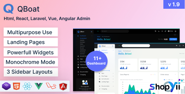 Qboat v1.9 - Bootstrap 5 Responsive Admin Dashboard Template