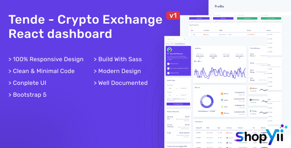 Tende - Cryptocurrency Exchange React Dashboard