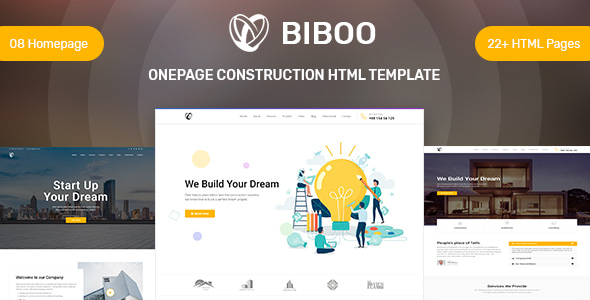 Biboo v1.0 - OnePage Construction HTML Template