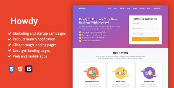 Howdy v1.0.3 - Multipurpose High-Converting Landing Page WordPress Theme