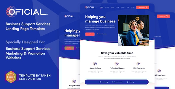 Oficial v1.0 - Business Support Services HTML Landing Page Template
