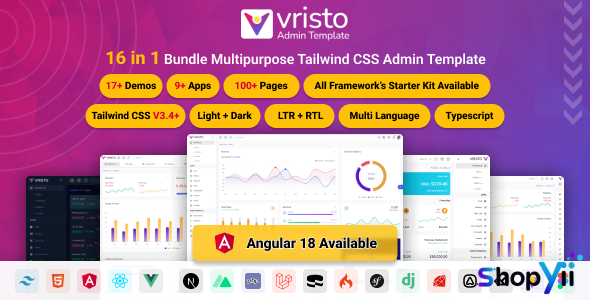 Vristo v1.0 - Tailwind CSS, HTML, VueJS, React, Laravel, Node Multipurpose Admin Dashboard Template