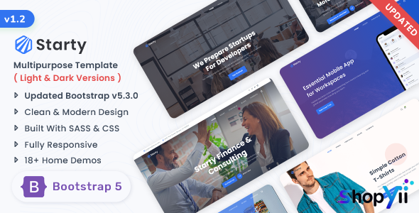 Starty v1.1.0 - Multipurpose Bootstrap 5 Landing Template