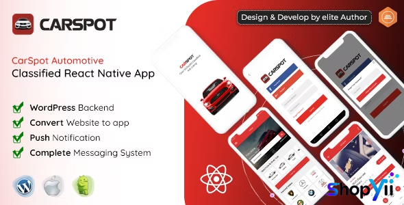 CarSpot v1.5 - Dealership Classified React Native Android App + IOS