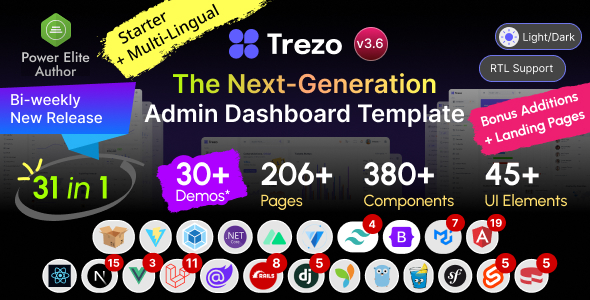 Trezo v2.1.0 - Tailwind, Bootstrap, Material, React, Angular, Vue, Laravel ASP.net Admin Dashboard Template