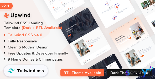 Upwind v1.6.0 - Tailwind CSS Landing Page Template