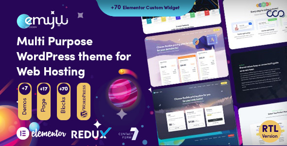 Emyui v2.5 - Multipurpose Web Hosting WordPress Theme