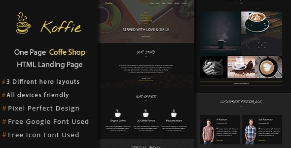 Koffie v1.0 - Coffee Shop HTML Landing Page