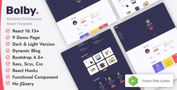 Bolby v1.0 - React Personal Portfolio CV/Resume Template