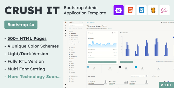 Crush it v1.0 - Bootstrap Admin Application Template & Ui Kit